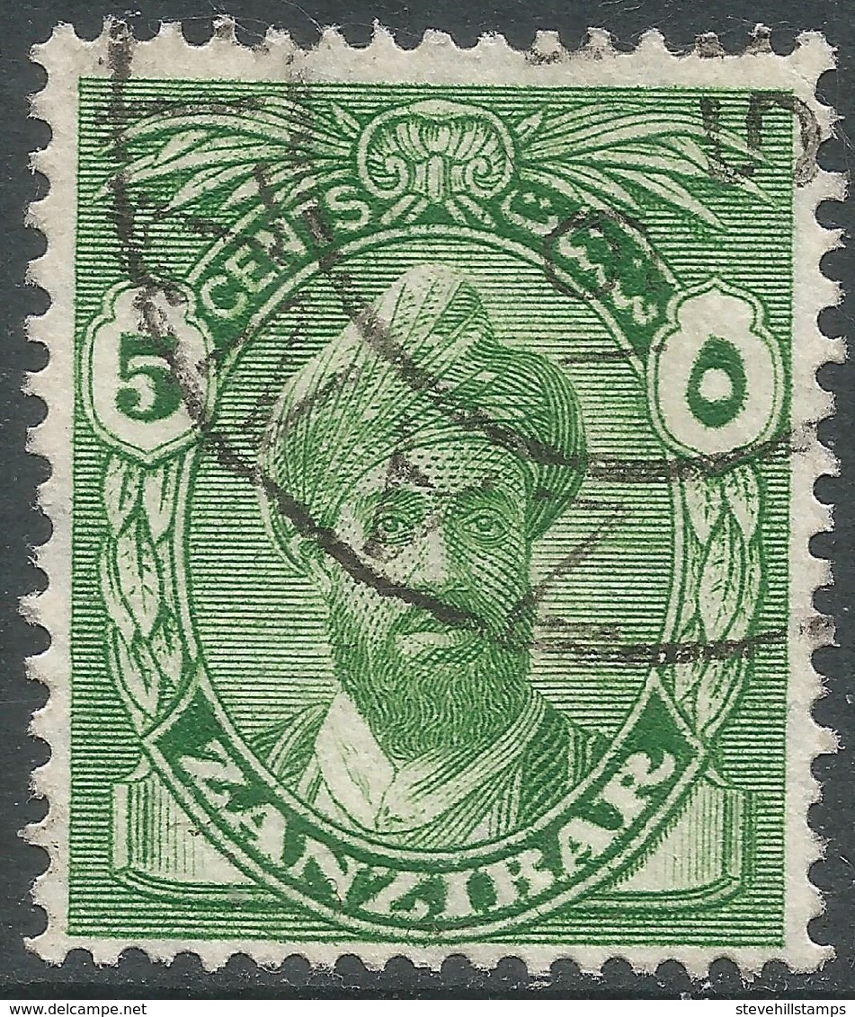 Zanzibar 1936 Sultan Kalif Bin Harub. 5c Used. Mult Script CA W/M SG 310 - Zanzibar (...-1963)