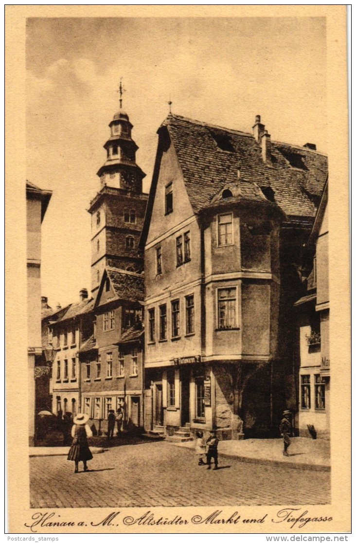 Hanau, Altstädter Markt Und Tiefegasse Mit Partie-Warengeschäft, Ca. 30er Jahre - Hanau
