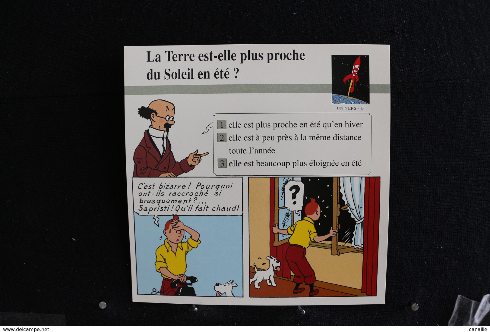 Fiche Atlas,TINTIN (extrait De, L'Étoile Mystérieuse) - Univers, N°13  La Terre Est-elle Plus Proche Du Soileil En été ? - Collections