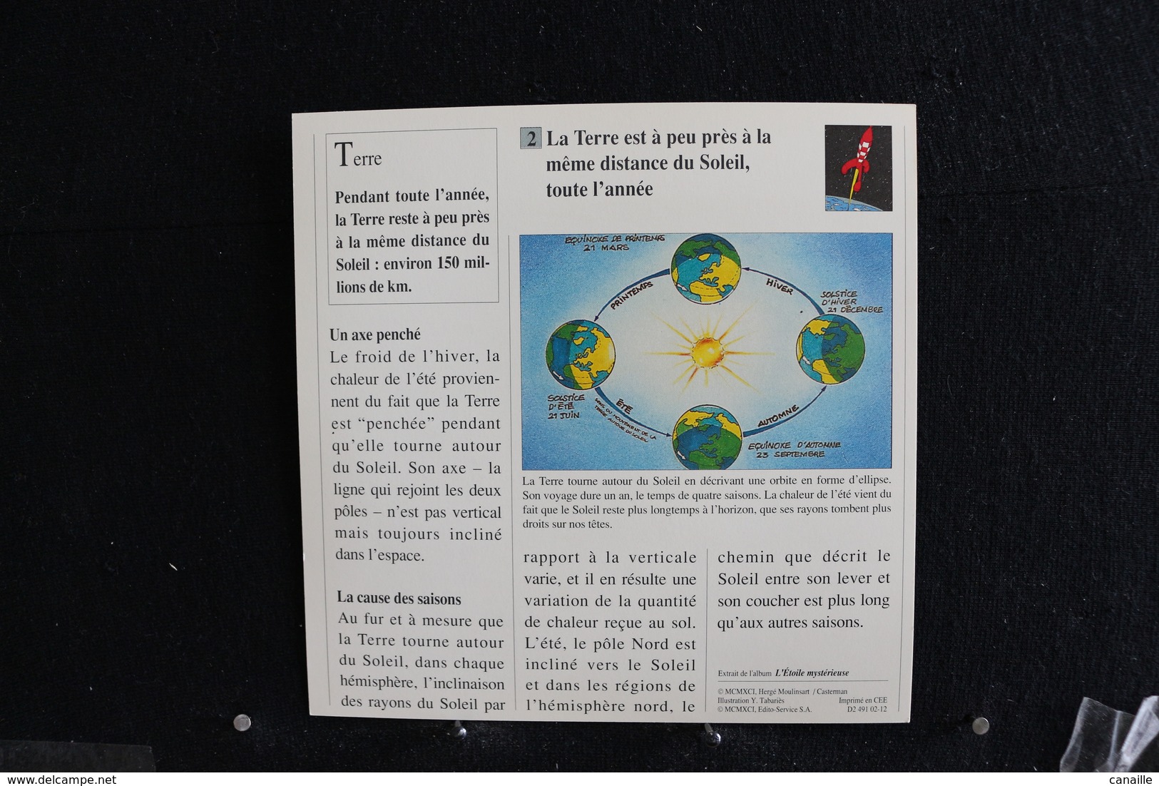 Fiche Atlas,TINTIN (extrait De, L'Étoile Mystérieuse) - Univers, N°13  La Terre Est-elle Plus Proche Du Soileil En été ? - Collections
