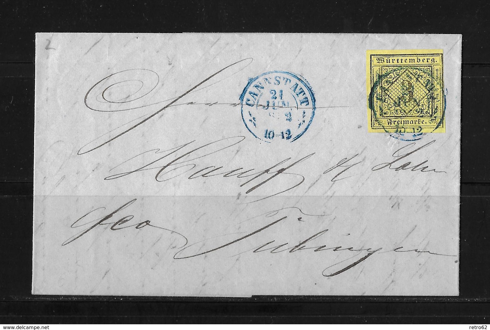 Altdeutschland Württemberg → Brief Cannstatt Nach Tübingen 1852 - Lettres & Documents