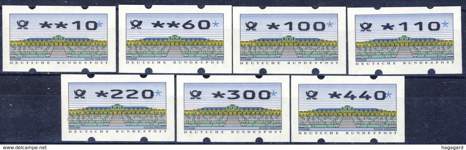 +G1973. BRD 1999. 7 Items Type 2.2.3 (Michel). 440 PF Item Reversal Numbered. MNH(**) - Maschinenstempel (EMA)