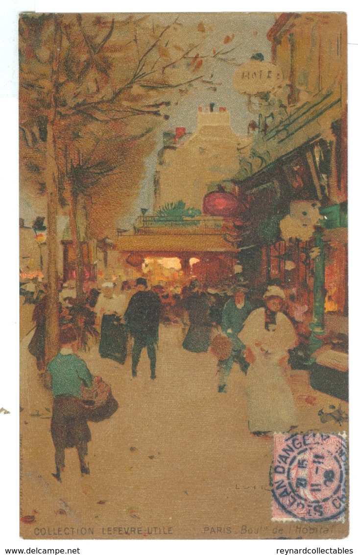 1905, France, Paris, Boulevard De L'Hopital. Luigi Loir Printed Art Pc, Used. - Loir