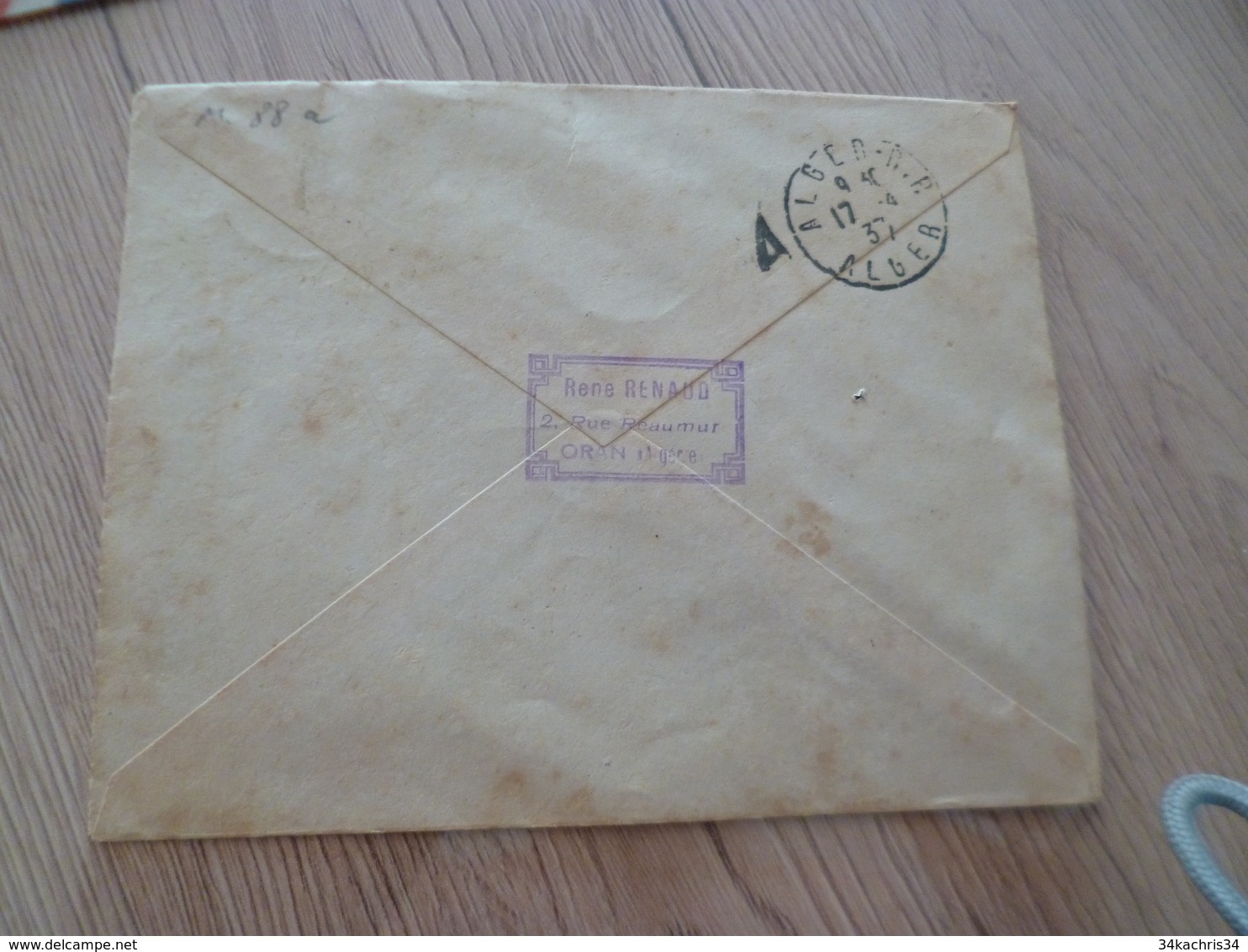 Lettre Colonies Françaises Algérie 1er Service Aérien Oran Alger Par Air Afrique 17/04/1937 - Covers & Documents