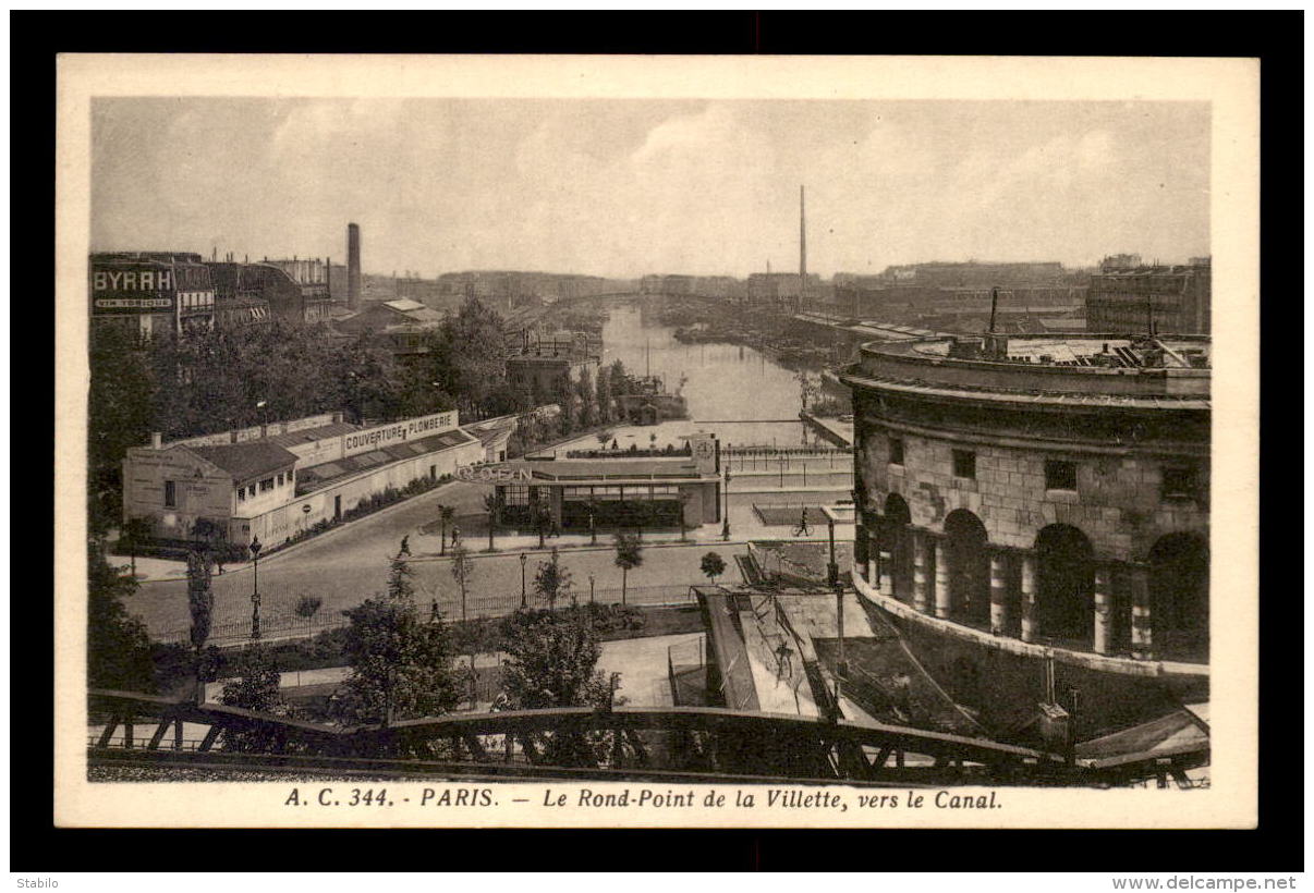 75 - PARIS 19EME - ROND-POINT DE LA VILLETTE VERS LE CANAL - GARE CITROEN - Arrondissement: 19