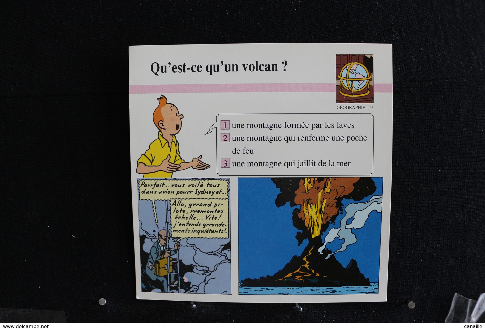 Fiche Atlas,TINTIN (extrait De,Vol 714 Pour Sydney) - Géographie,N°15. Qu'est-ce Qu'un Volcan ? - Sammlungen