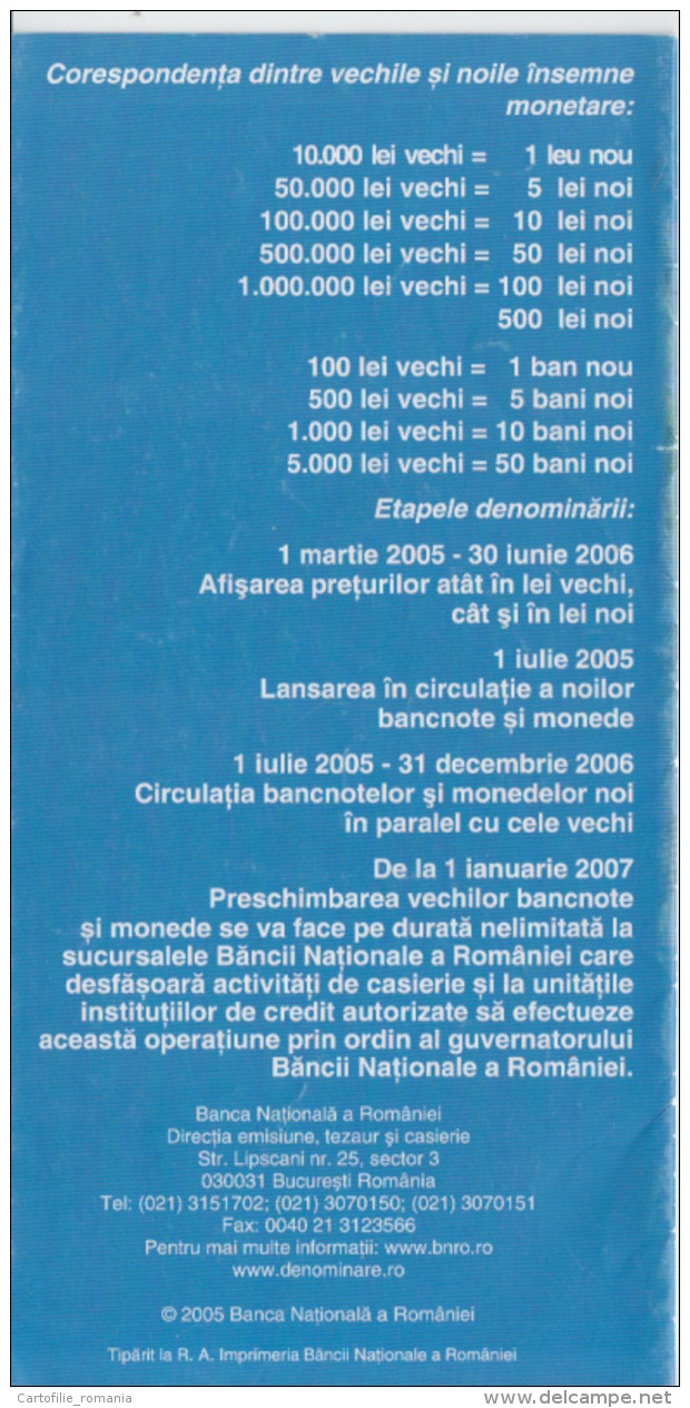 Romania Nationl Bank 2005 Monetary Reform Banknotes Ticket, Voucher, Flyer With 7 Pages, Coins, Nice - Tickets - Vouchers