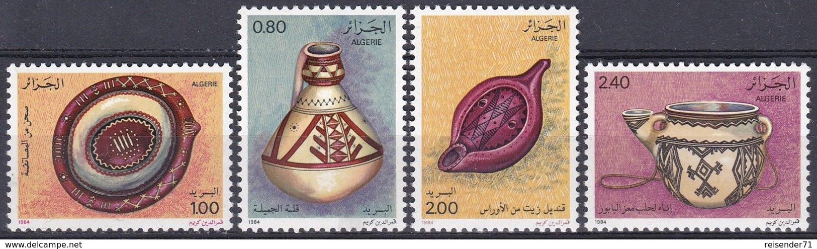 Algerien Algeria 1984 Kunsthandwerk Handicrafts Töpferei Töpferwaren Pottery Krug Krüge Öllampe Oil Lamp, Mi. 846-9 ** - Algérie (1962-...)