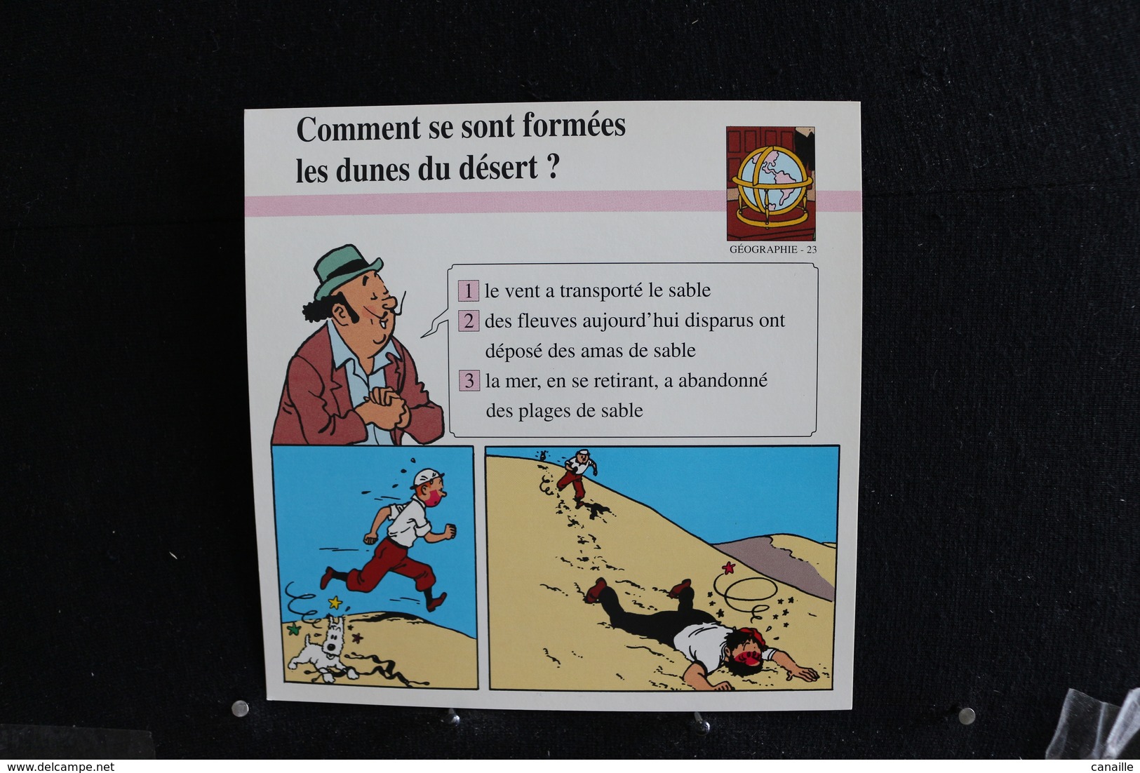 Fiche Atlas, TINTIN (extrait De,Le Crabe Aux Pinces D'or) - Géographie N°23 Comment S'est Formé Les Dunes Du Désert ? - Sammlungen