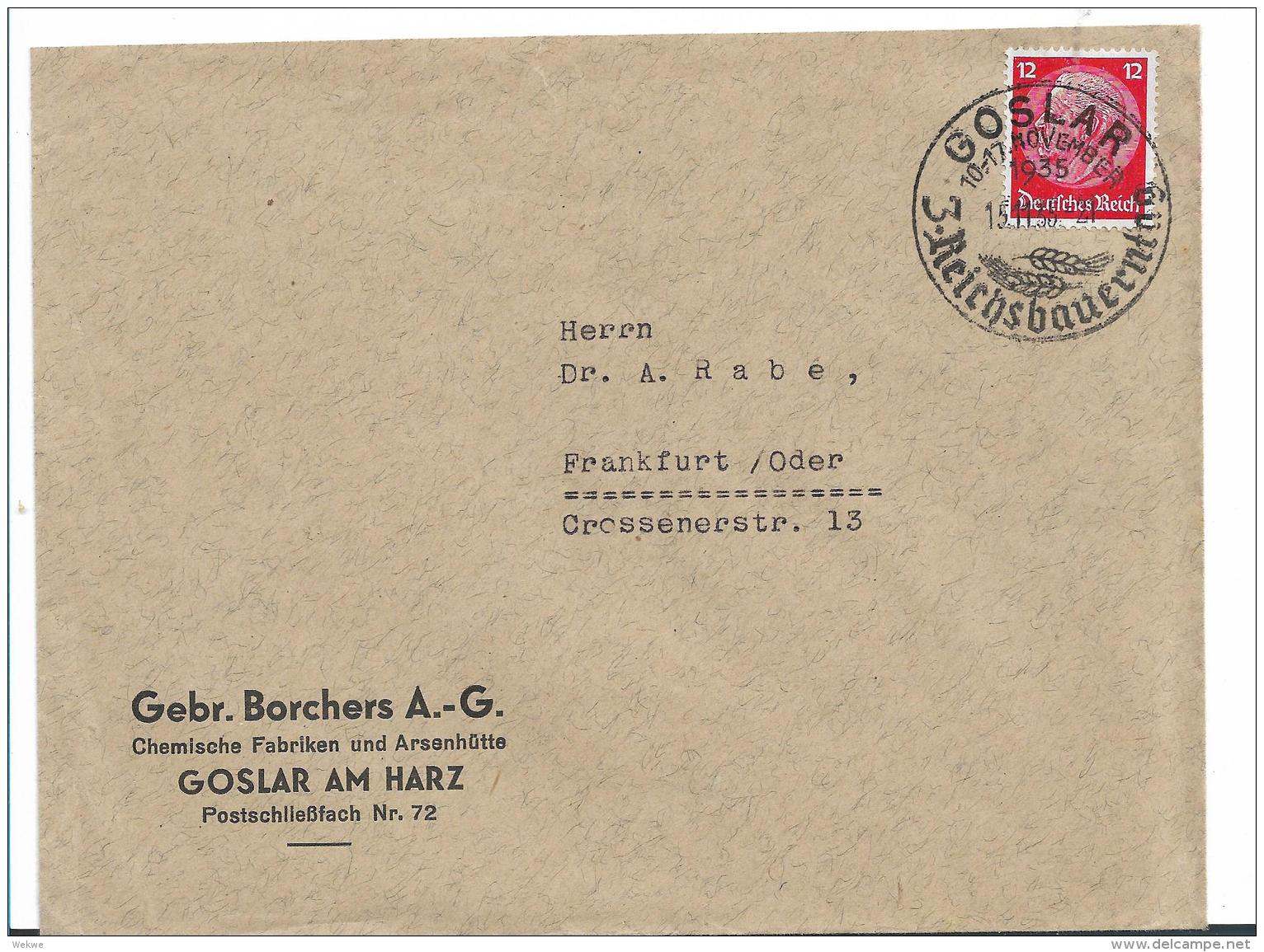 III-Reich XX008 / Formenkuvert Aus Goslar Mit Sonderstempel Zum 3. Reichsbauernerntetaf 1935 Mit Weizenähren Im Stempel - Lettres & Documents