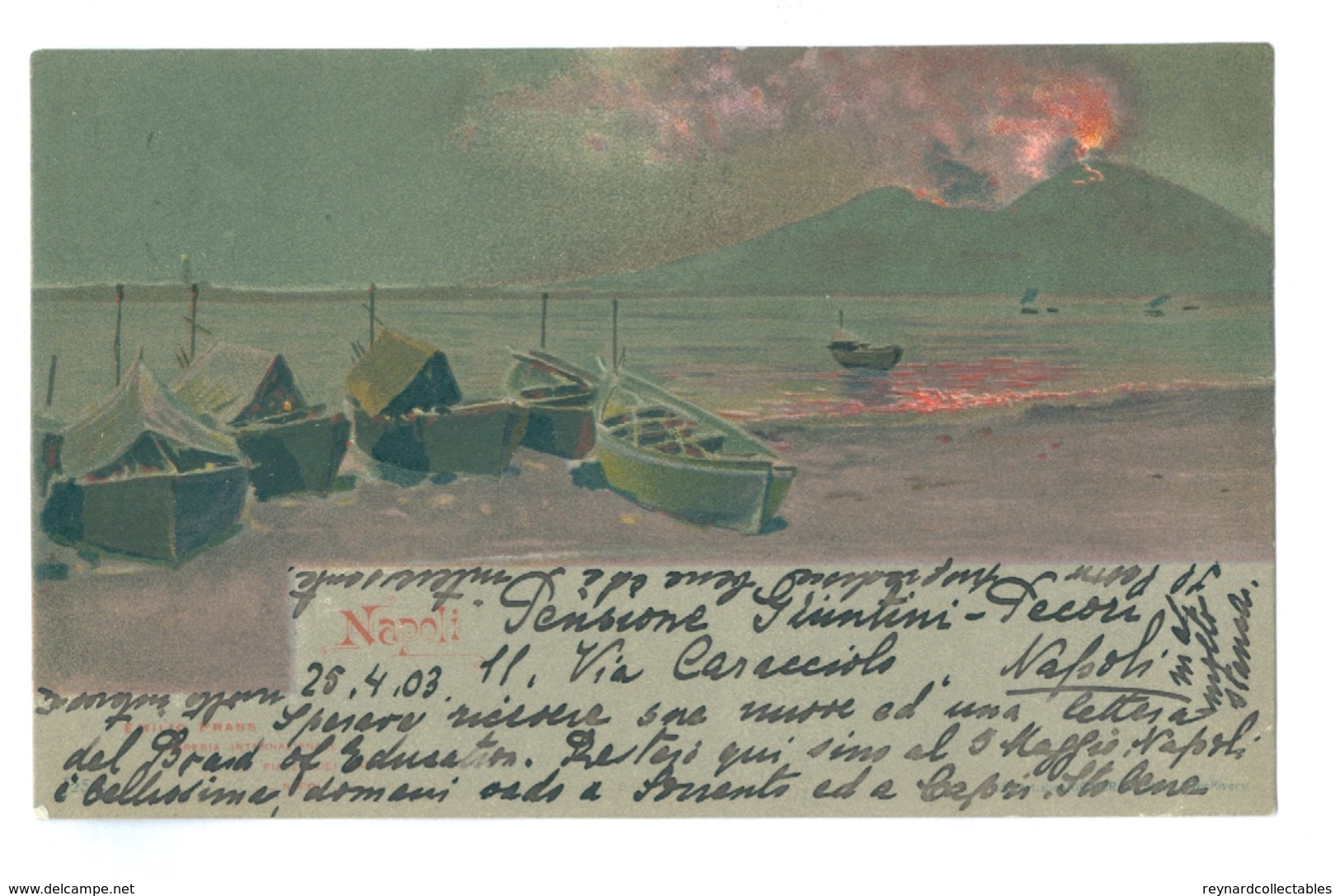 1903, Italy, Napoli, Vesuvius. Printed Art Pc, Used, VE Flag Pmk. - Napoli (Naples)