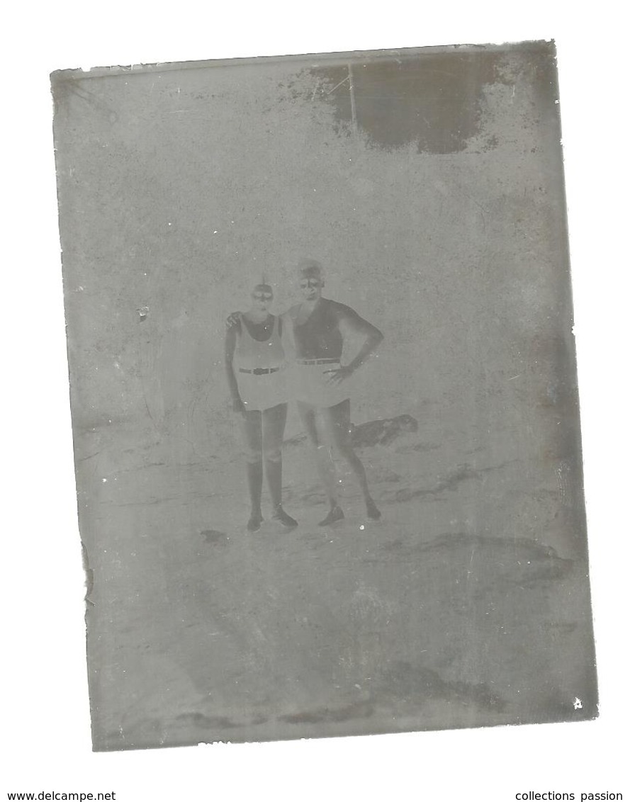 Plaque De Verre ,photographie , 12 X 9 , 2 Scans , Couple, Frais Fr 2.95 E - Diapositivas De Vidrio