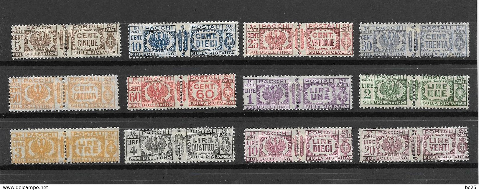 ITALIE -COLIS POSTAUX-12 TRES TRES BEAUX TIMBRES SERIE COMPLETE DE 12 TIMBRES NEUFS * FINES CHARNIERES SUR GOMME DE 1927 - Paquetes Postales