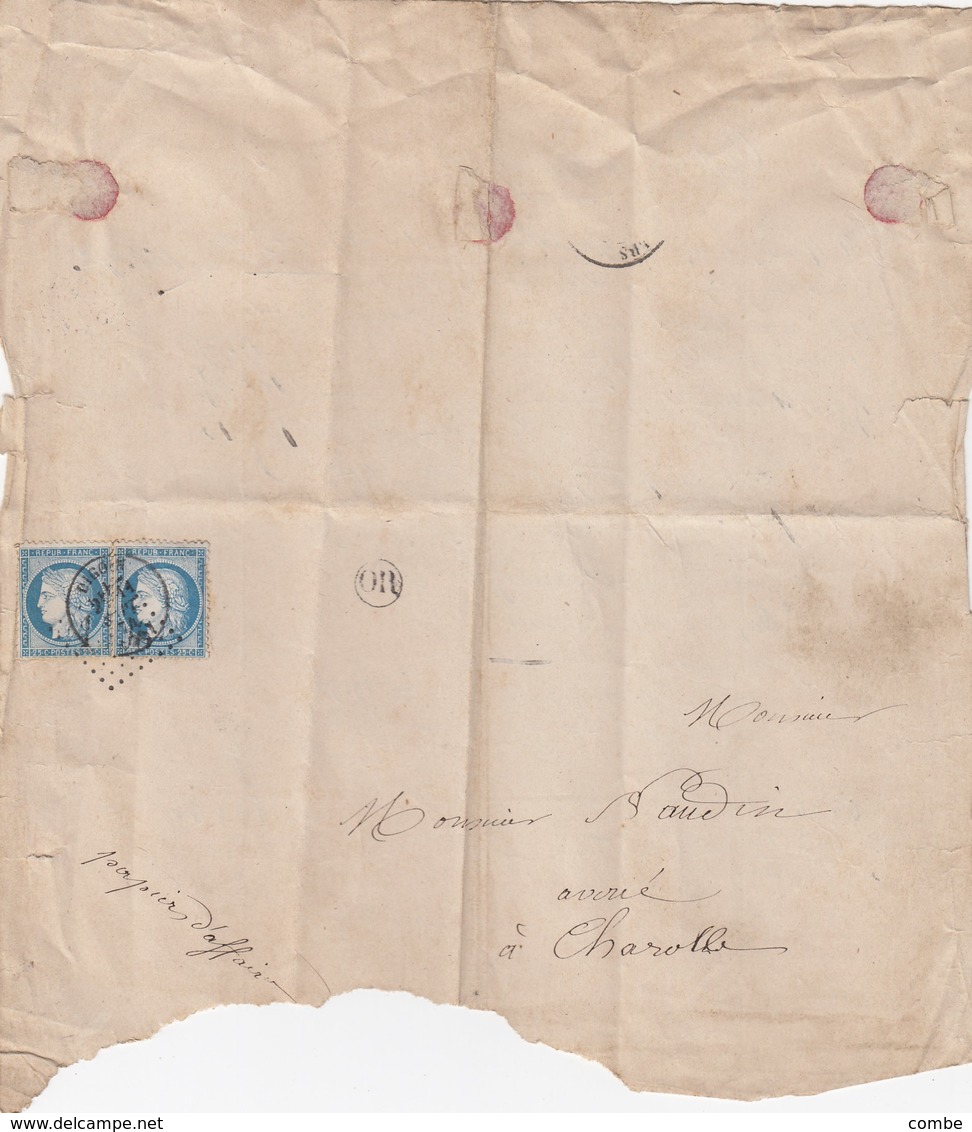 LETTRE PARTIE. PAIREN° 60.  SAONE-ET-LOIRE DIGOIN. . ORIGINE RURALE  OR   / 2 - 1849-1876: Periodo Clásico