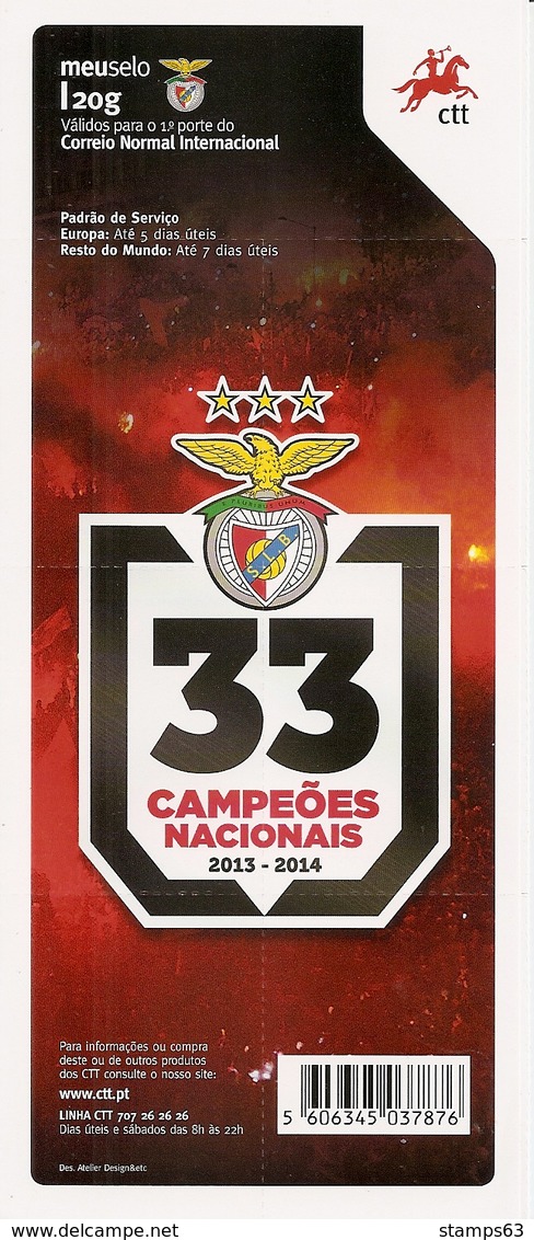 PORTUGAL, 2014, Booklet MS1, Benfinca, Football: 33 Championahipa - Markenheftchen