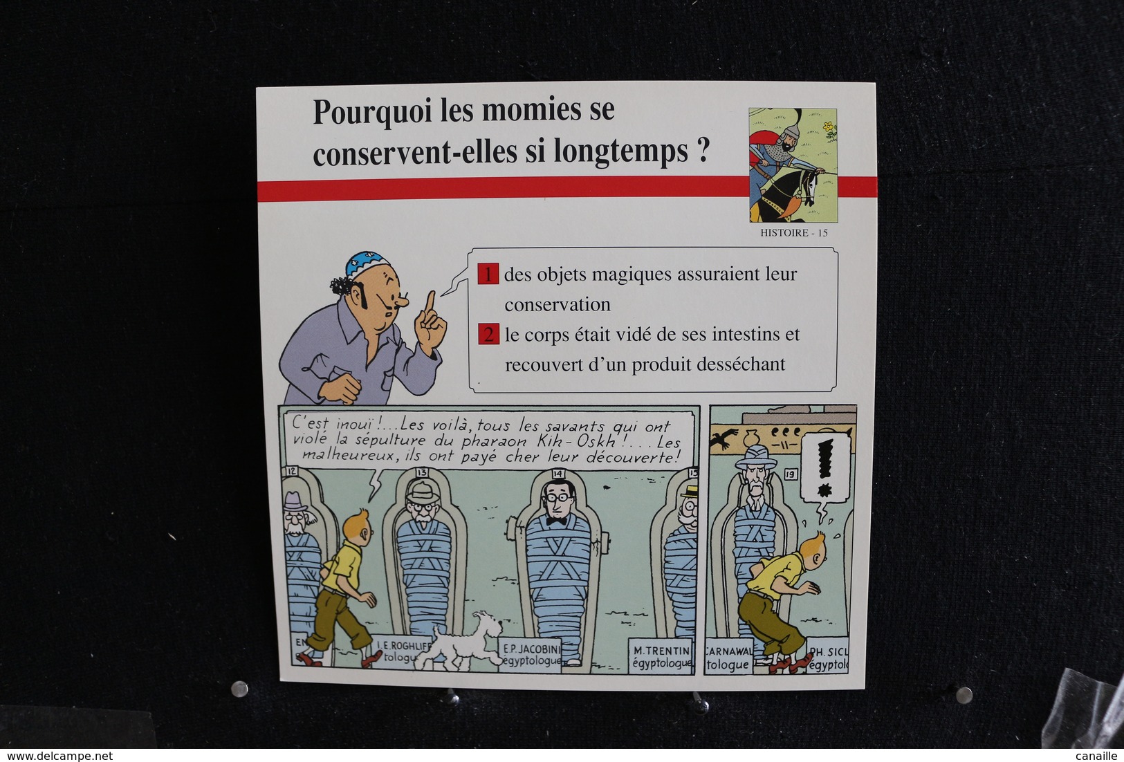 Fiche Atlas, TINTIN (extrait De, Les Cigares Du Phareon) - Histoire N°15. Pourquoi Les Momies Se Conservent-elles ?L - Collections