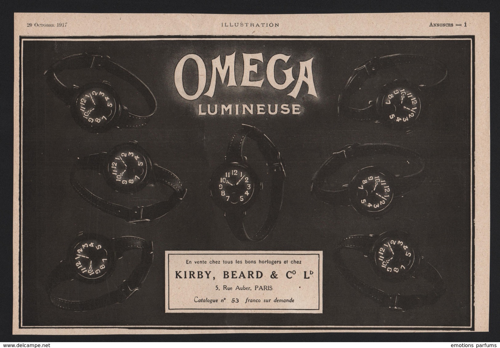 Pub Papier 1917 Montre OMEGA Montres Chronometre Horlogerie Horloger Bienne SUISSE - Advertising