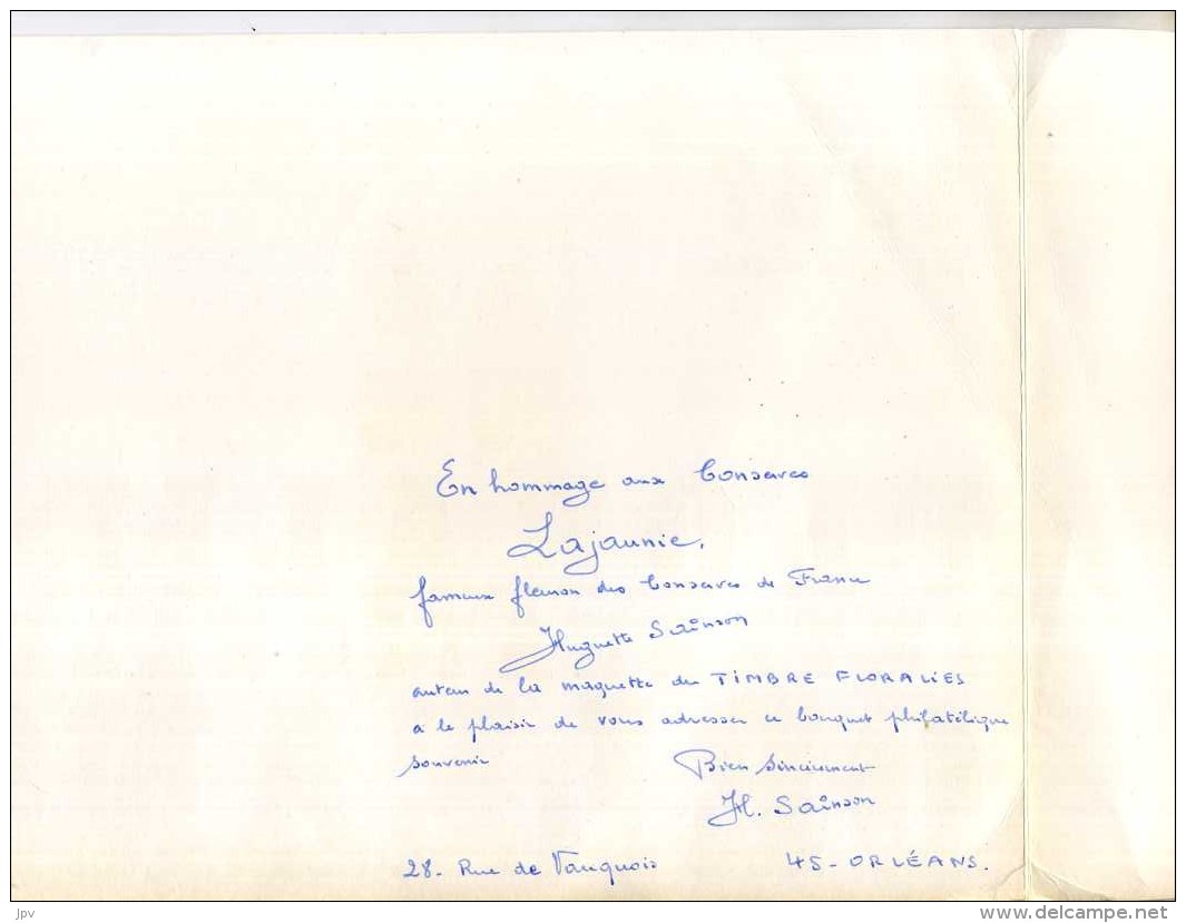 BEL ENCART DES FLORALIES D'ORLEANS 1967 - Dedicacé Par Huguette Sainson - Andere & Zonder Classificatie