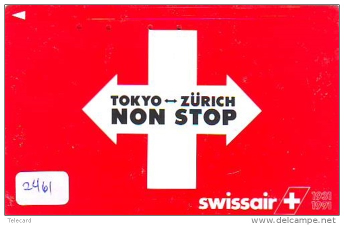 Télécarte  JAPON * SWISSAIR * ZURICH  (2461) * AVIATION * AIRLINE Phonecard  JAPAN AIRPLANE * FLUGZEUG - Avions