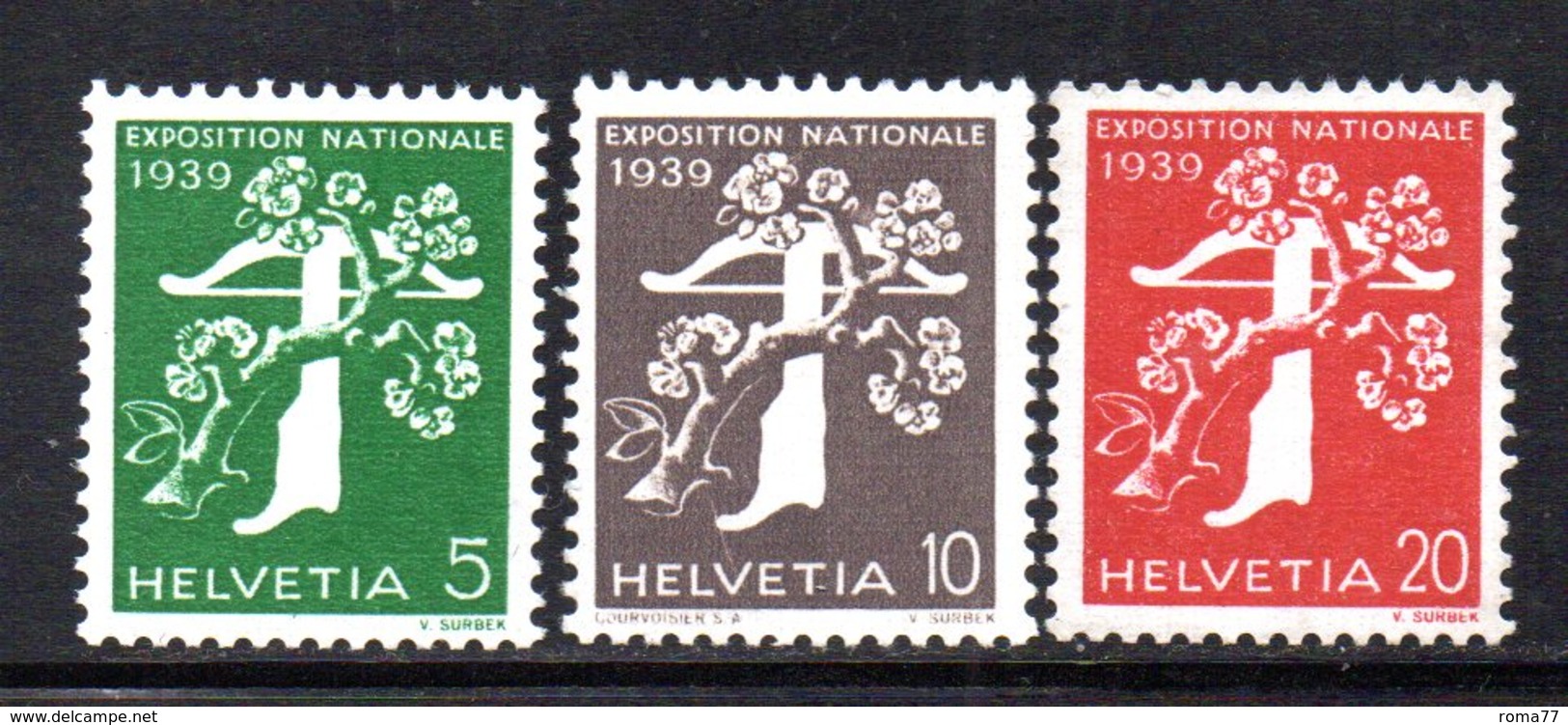 477/1500 - SVIZZERA 1939 , Unificato N. 329A/331A  ***  MNH.  Leggenda Francese  Carta Goffrata - Nuovi