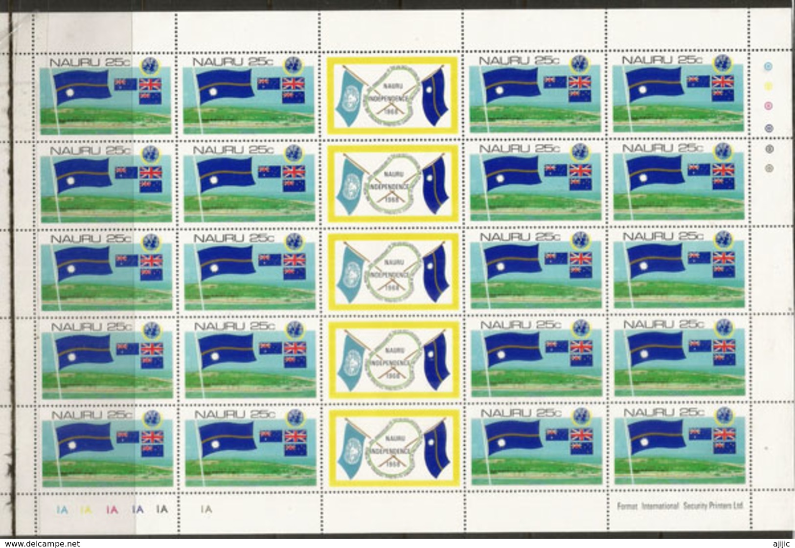 Nauru Independence. Indépendance De L'île NAURU 1968. Feuille Entière De 20 Timbres Neufs ** - Nauru