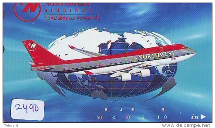 Télécarte  JAPON * NORTHWEST AIRLINES *  (2490)  AVIATION * AIRLINE Phonecard  JAPAN AIRPLANE * FLUGZEUG - Airplanes