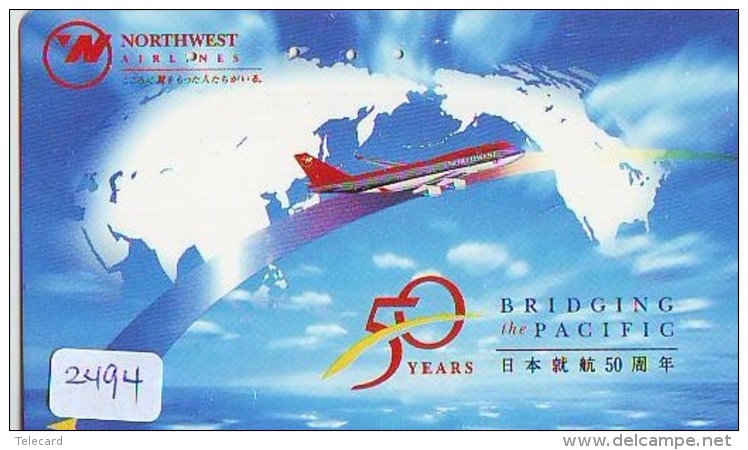 Télécarte  JAPON * NORTHWEST AIRLINES *  (2494)  AVIATION * AIRLINE Phonecard  JAPAN AIRPLANE * FLUGZEUG - Avions