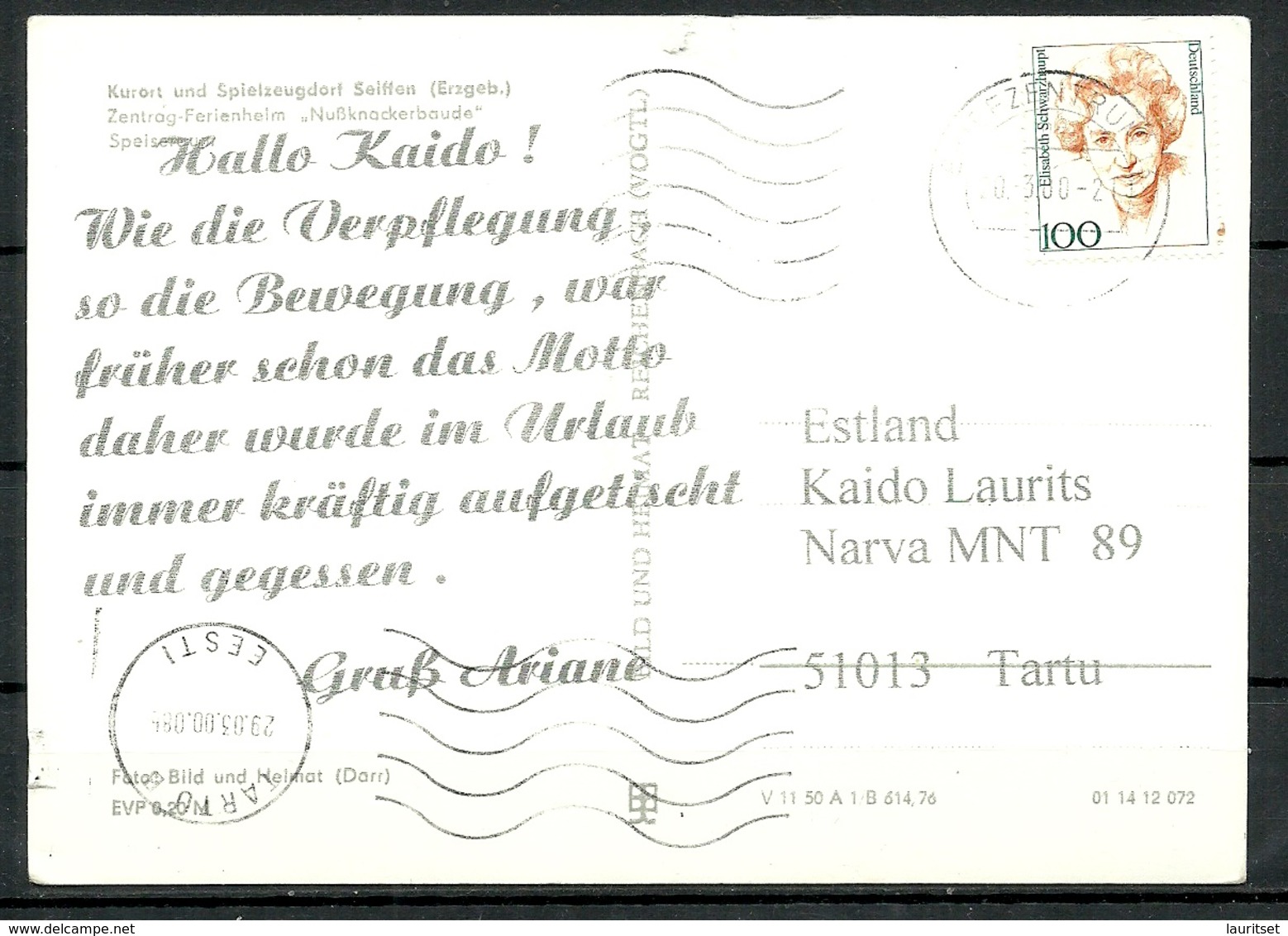 Deutschland DDR Ansichtskarte SEIFFEN Kurort Und Spielzeugdorf Gesendet 2000, Mit Briefmarke - Seiffen