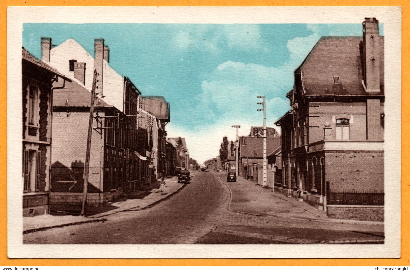 Gouzeaucourt - Route Nationale - Vieille Voiture - Edit. J. TURBANT - Ciel Bleu - Marcoing