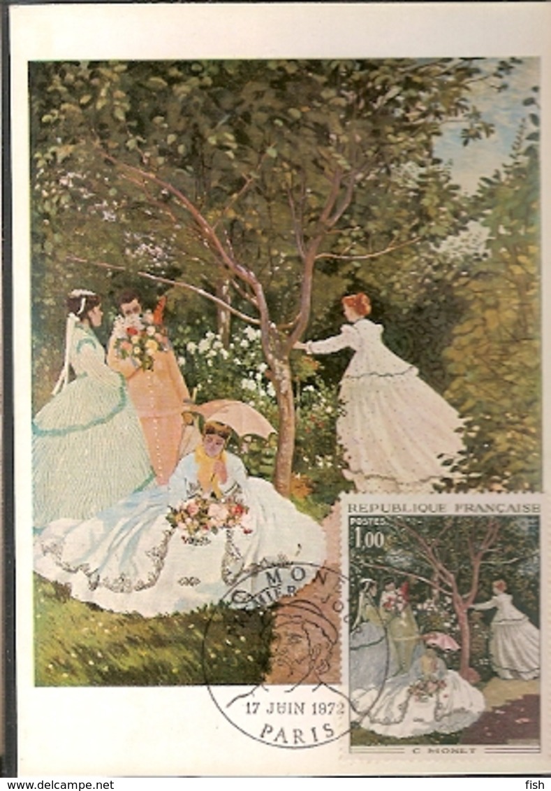 France & Postal Maximo, Claude Monet, Femmes Au Jardin, Paris 1972 (1703) - Altri & Non Classificati