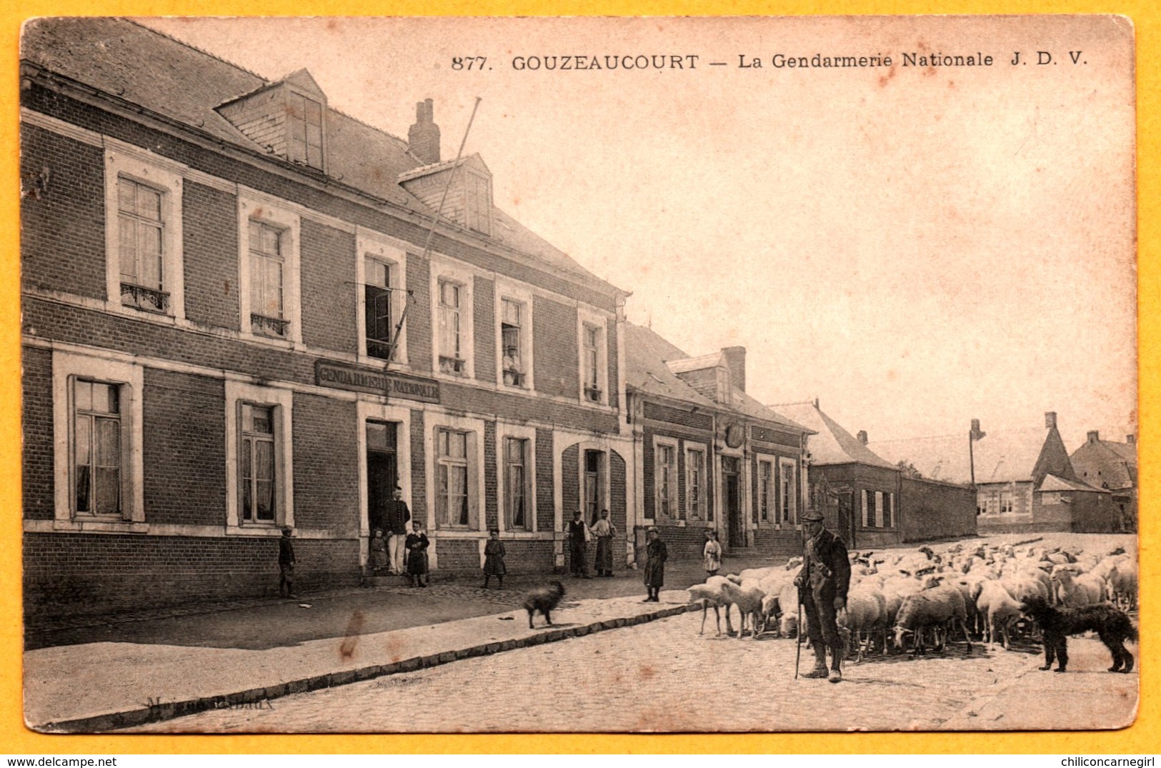 Gouzeaucourt - Gendarmerie Nationale - Berger Avec Ses Moutons - Mouton - Paysan - Animée - Edit. J. D.V. - Marcoing
