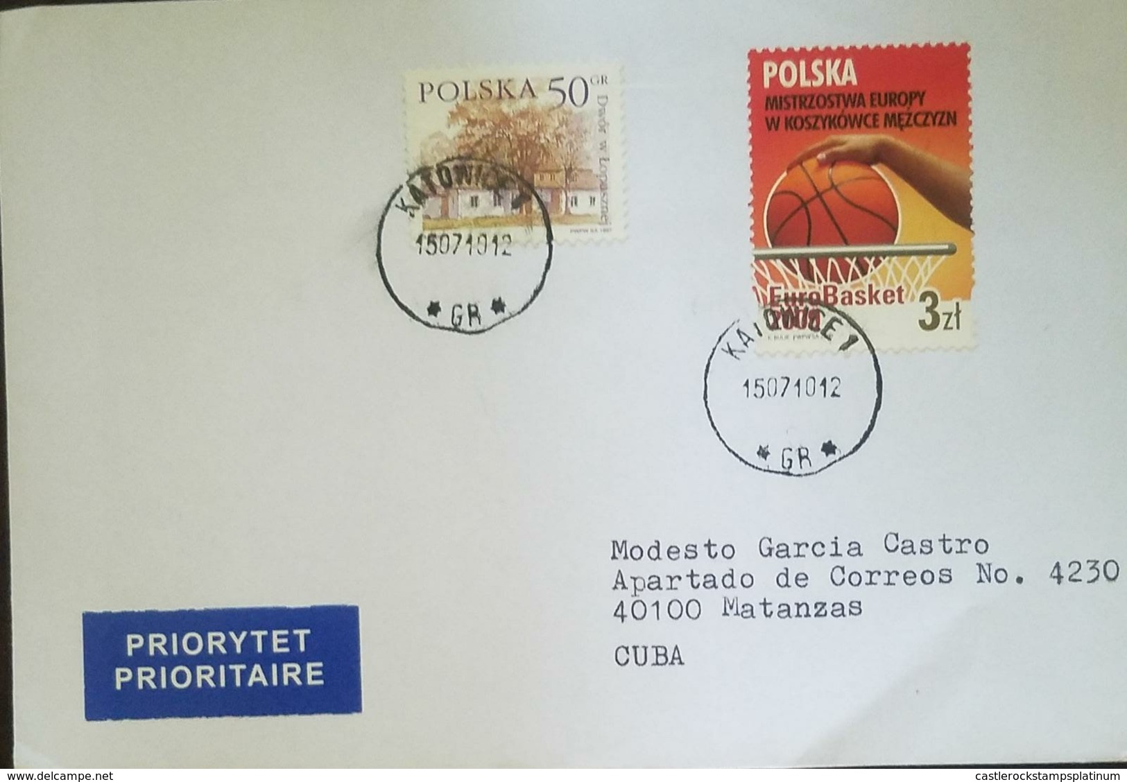 O) 2010 POLAND, ​EUROPEAN BASKETBALL CHAMPIONSHIP . SPORT- HAND, PAINTING OF HOUSE, PRIORITY SERVICE TO CARIBE - Covers & Documents