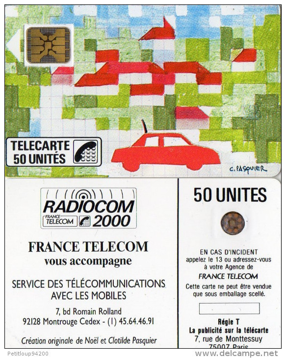 TELECARTE INTERNE *RADIOCOM 2000  La Voiture DESSIN De NOEL Et CLOTILDE PASQUIER  Encart+Voeux  01/89  (C 38 ) - Internes