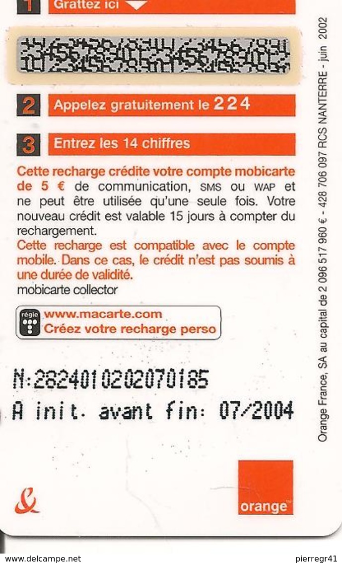 CARTE-PREPAYEE-MOBICARTE-COLLECTOR-5€- A.DELON Fils-Non Gratté-NEUVE-Pt Tirage--3/500Ex-TBE-LUXE-RARE - Cellphone Cards (refills)