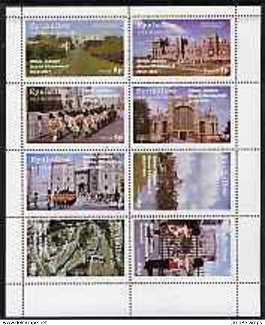 Eynhallow 1977 Silver Jubilee Perf Set Of 8 Values (Scenes Around Windsor Castle) U/m ROYALTY MILITARIA - Emisiones Locales