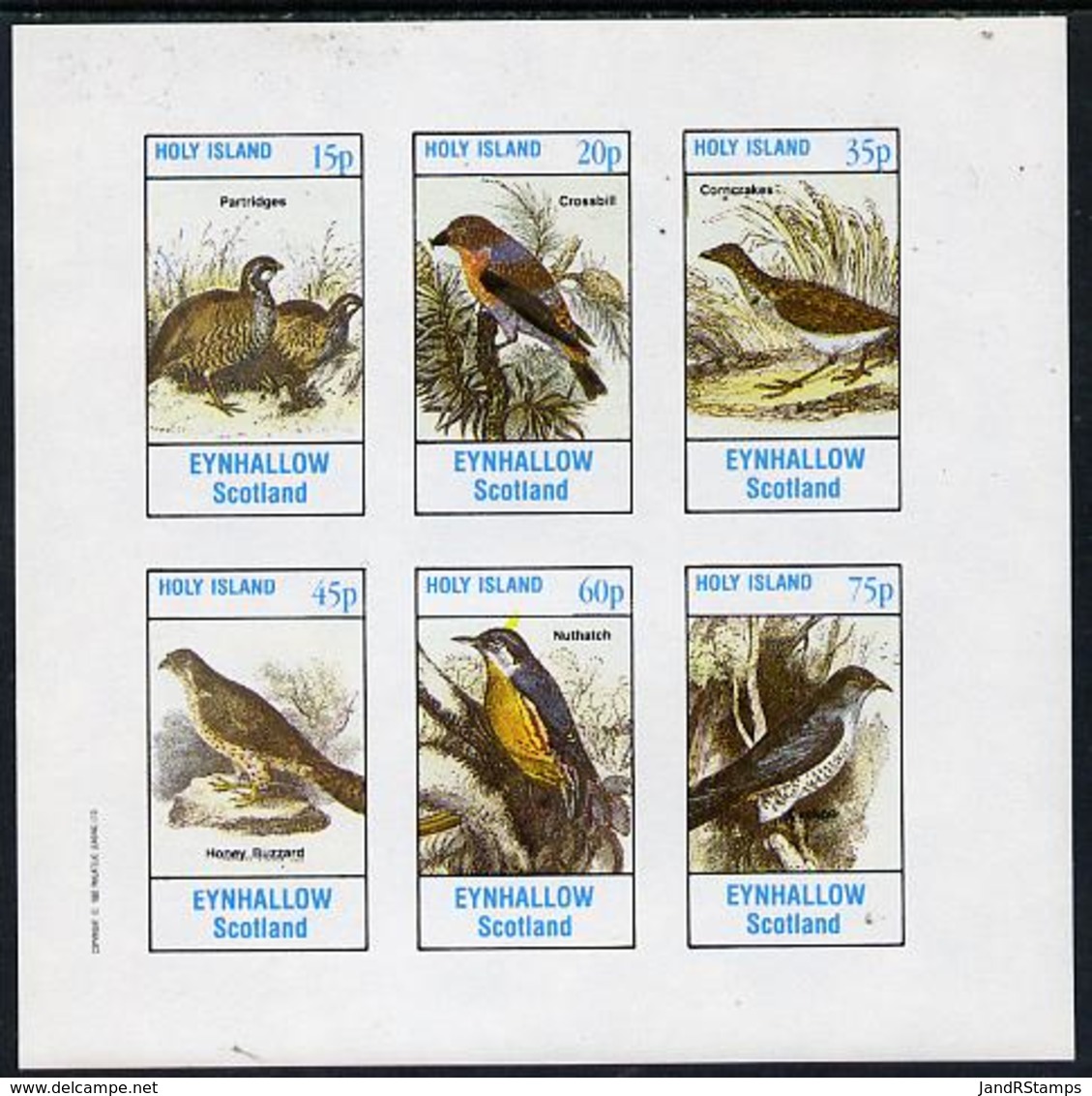 Eynhallow 1982 Birds #07 (Patridges, Buzzard, Nuthatch & Cuckoo) Imperf Set Of 6 Values (15p To 75p) BIRDS OF PREY - Local Issues