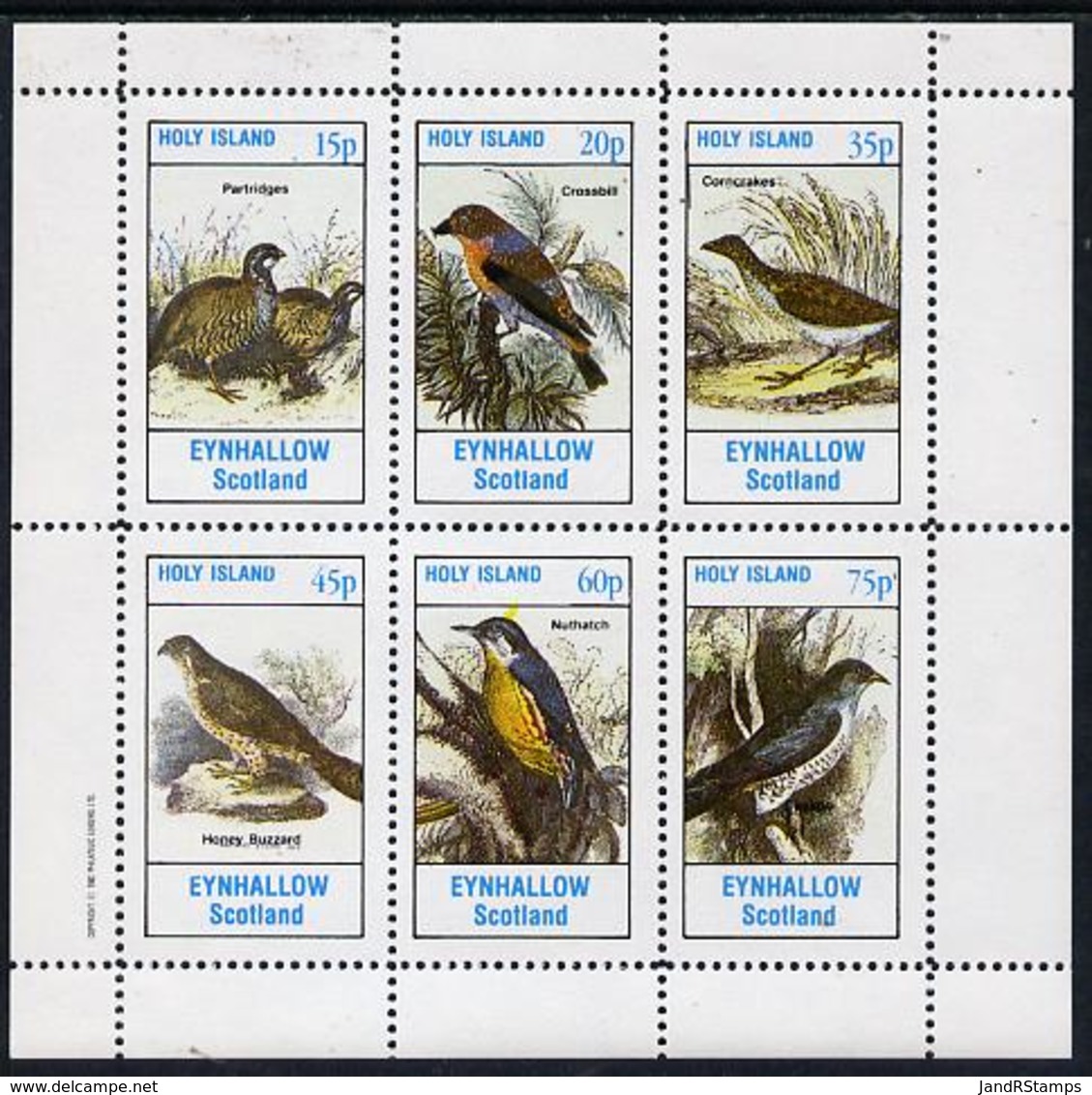 Eynhallow 1982 Birds #07 (Patridges, Buzzard, Nuthatch & Cuckoo) Perf Set Of 6 Values (15p To 75p) BIRDS OF PREY - Local Issues