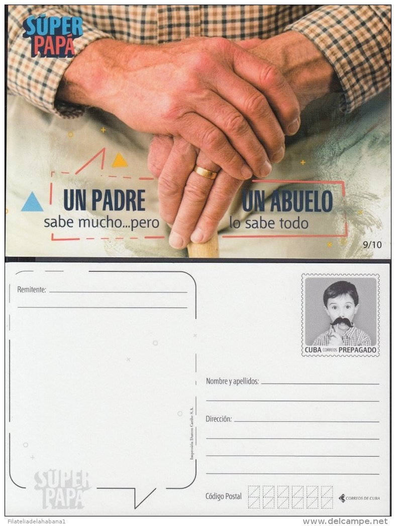 2018-EP-9 CUBA 2018. POSTAL STATIONERY. FATHER DAY MNH. UN PADRE SABE MUCHO POSTCARD. - Covers & Documents