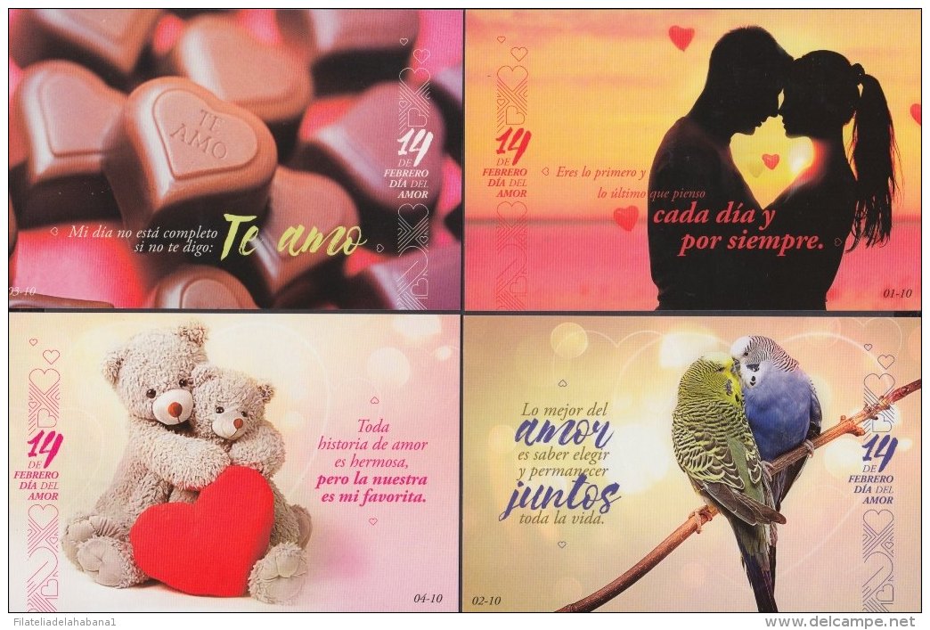 2018-EP-20 CUBA 2018. POSTAL STATIONERY. LOVE SAN VALENTIN DAY MNH. 14 DE FEBRERO. ONLY 9 POSTCARD. - Covers & Documents