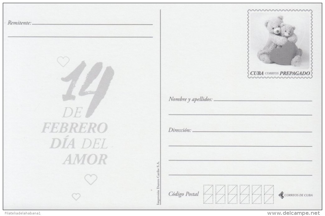 2018-EP-20 CUBA 2018. POSTAL STATIONERY. LOVE SAN VALENTIN DAY MNH. 14 DE FEBRERO. ONLY 9 POSTCARD. - Covers & Documents