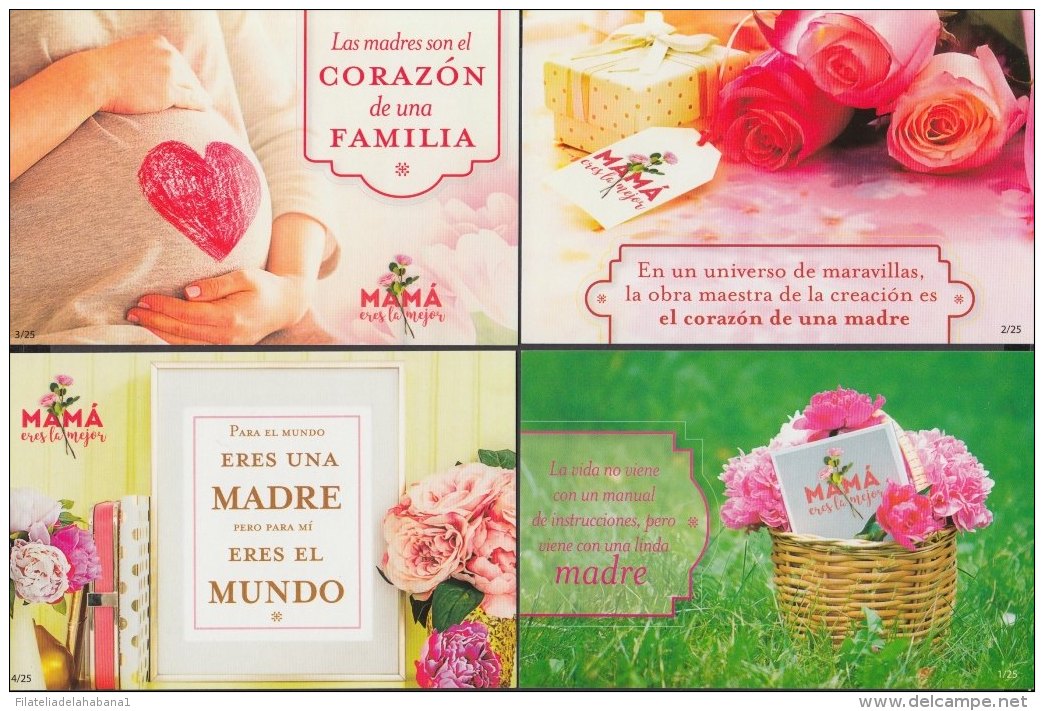 2018-EP-21 CUBA 2018. POSTAL STATIONERY. MOTHER DAY MNH. COMPLETE SET 25 POSTCARD. - Covers & Documents