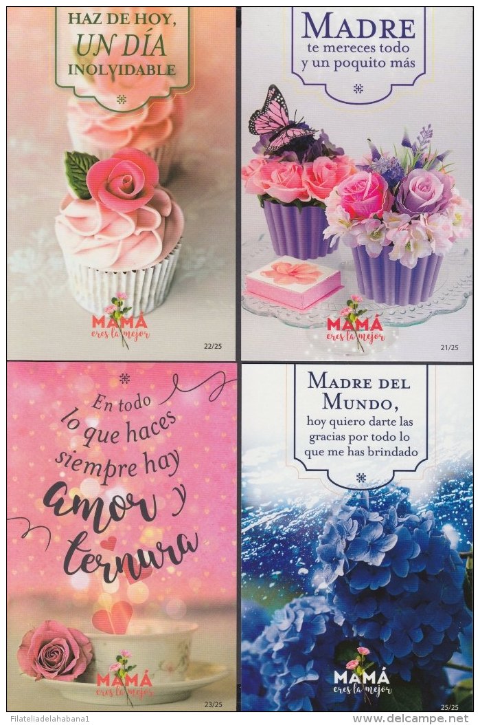 2018-EP-21 CUBA 2018. POSTAL STATIONERY. MOTHER DAY MNH. COMPLETE SET 25 POSTCARD.