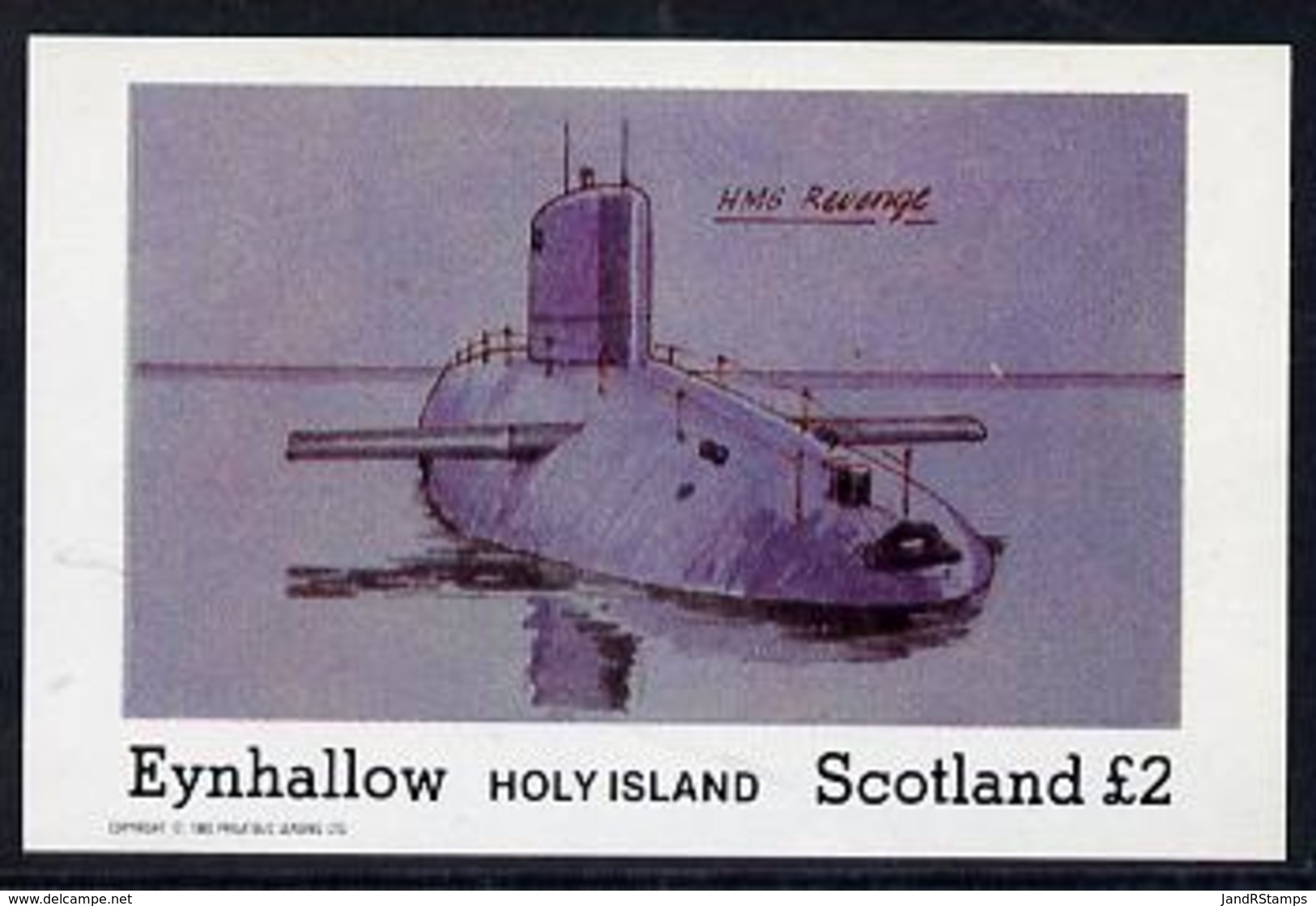 Eynhallow 1982 Submarines (HMS Revenge) Imperf Deluxe Sheet (�2 Value) Unmounted Mint SHIPS - Local Issues