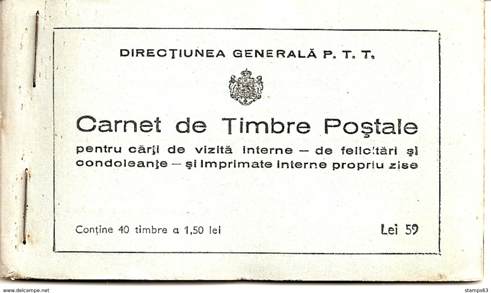 ROMANIA, 1939, Booklet 3, 40x 1.50 Lei Green (Mi 572) - Booklets