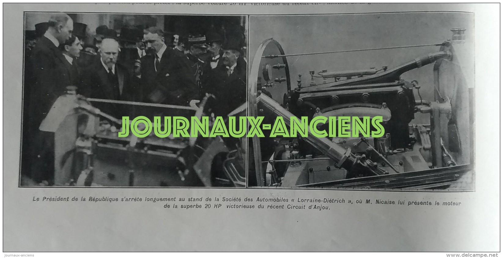 1913 SALON DE L'AUTOMOBILE - MARQUIS DE DION - DELAGE - SIGMA VICTORIEUSE À GAILLON - CHARRON - HISPANO SUIZA - AUSTIN