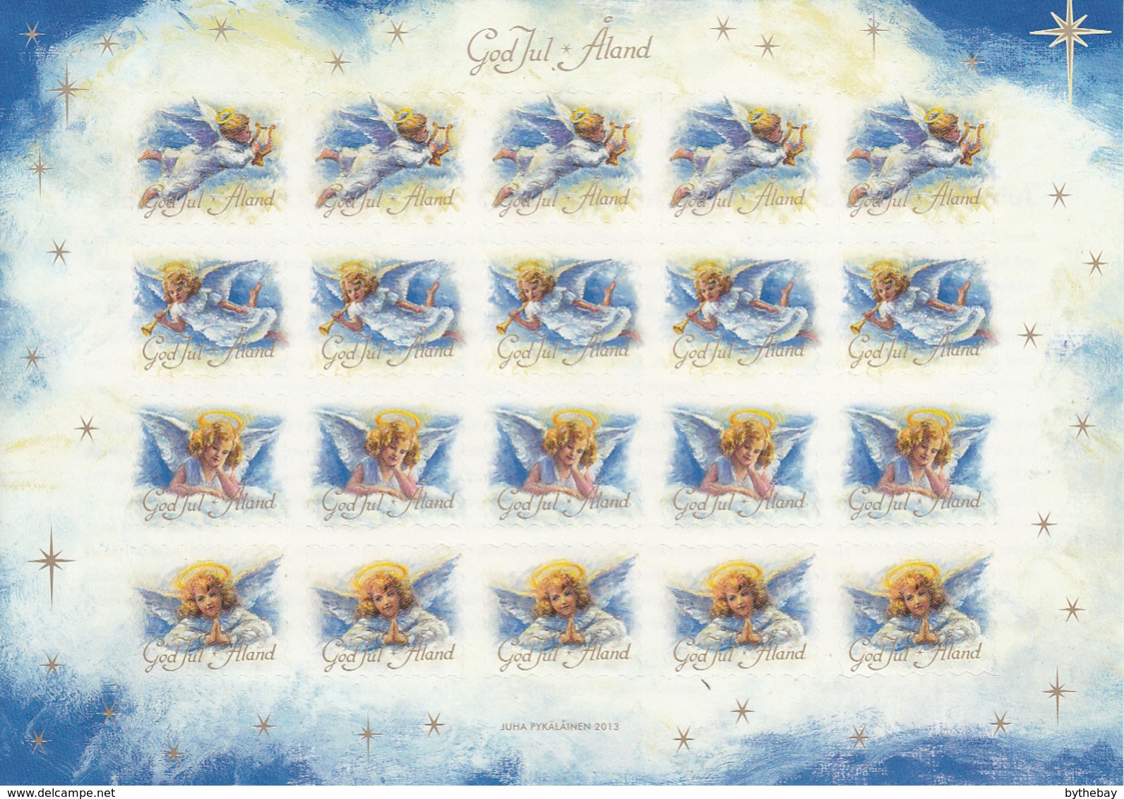 Aland 2013 MNH Sheet Of 20 Christmas Seals Angels 4 Different - Aland