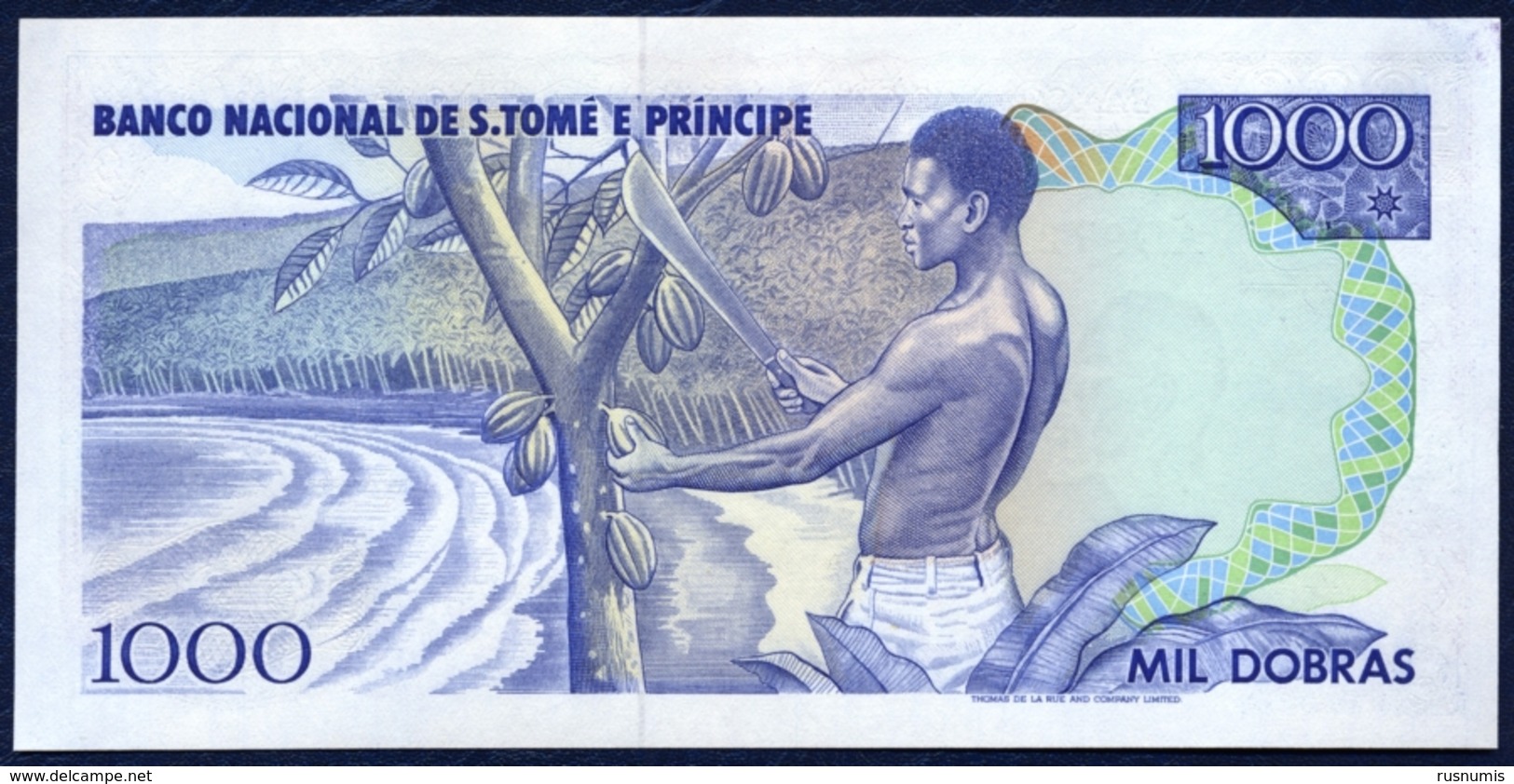 SAO SAN TOME AND PRINCIPE 1000 DOBRAS P-62 REI AMADOR BANANAS COCOA HARVEST 1989 UNC - San Tomé Y Príncipe