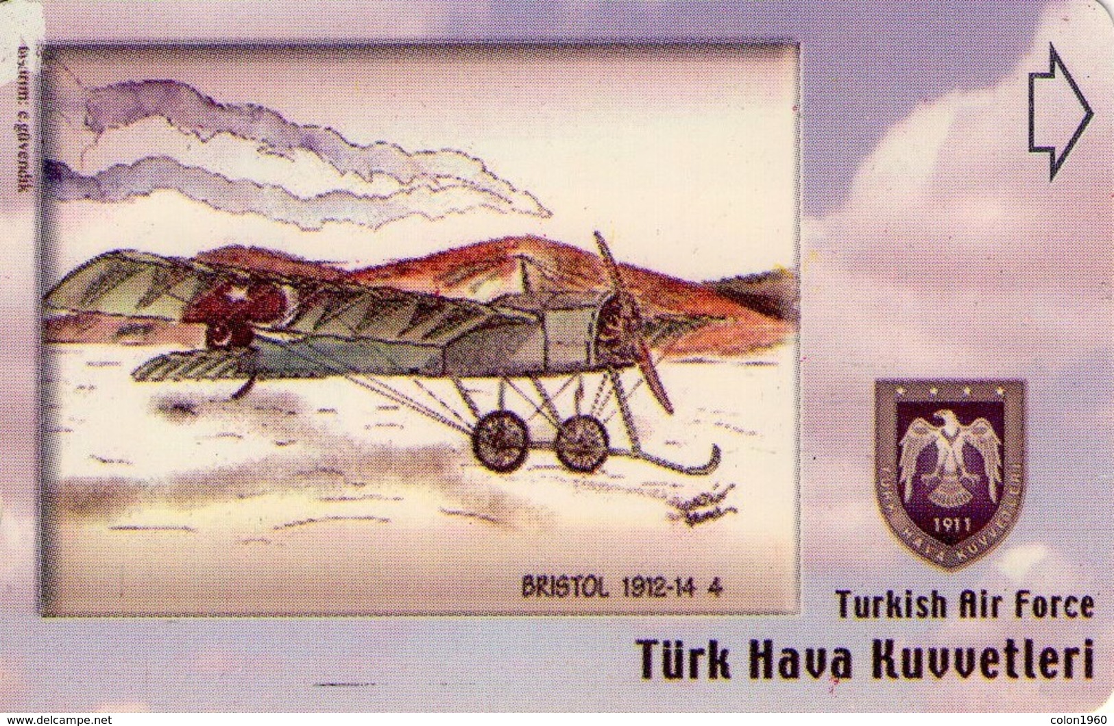 TURQUIA. AVION. (ALCATEL MAGNETICA) TURKISH AIR FORCE, BRISTOL 1912-14, TRK-AIR-0002 (141) - Aviones