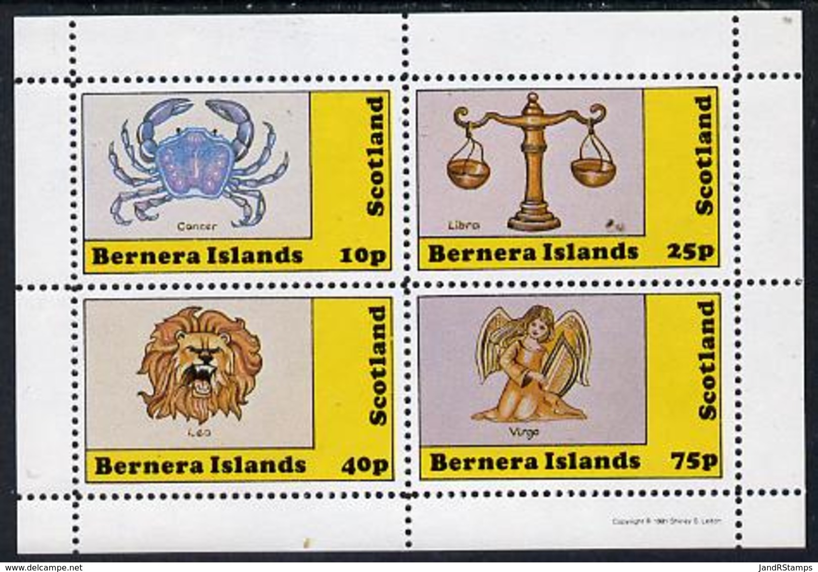 Bernera 1981 Signs Of The Zodiac (Cancer, Libra, Leo & Virgo) Perf  Set SPACE ASTROLOGY ZODIAC ASTRONOMY - Local Issues