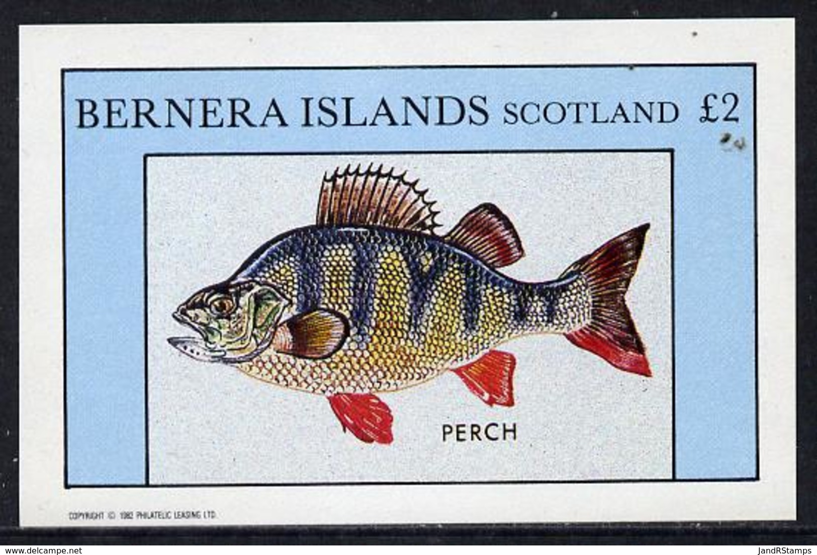 Bernera 1982 Fish (Perch) Imperf Deluxe Sheet (�2 Value) Unmounted Mint MARINE-LIFE - Local Issues